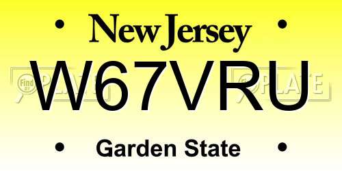 W67VRU New Jersey License Plate
