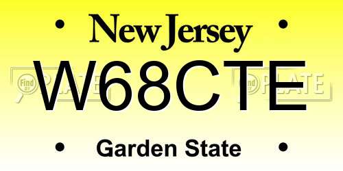 W68CTE New Jersey License Plate