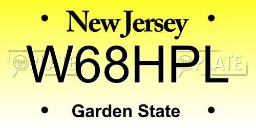 W68HPL New Jersey License Plate