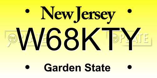 W68KTY New Jersey License Plate