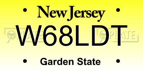 W68LDT New Jersey License Plate