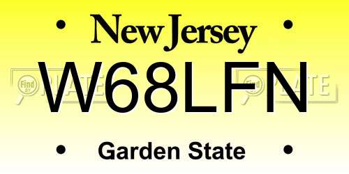 W68LFN New Jersey License Plate