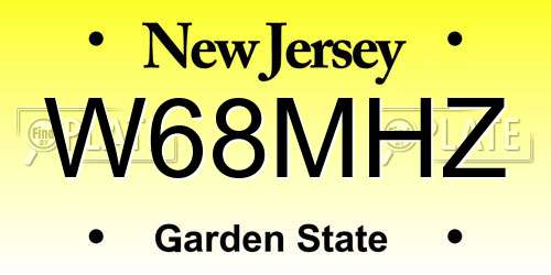 W68MHZ New Jersey License Plate