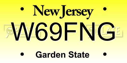 W69FNG New Jersey License Plate