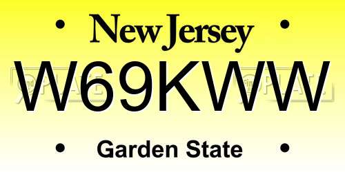W69KWW New Jersey License Plate