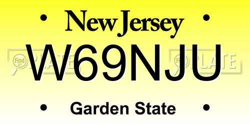 W69NJU New Jersey License Plate