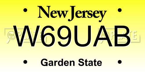 W69UAB New Jersey License Plate