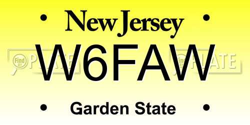 W6FAW New Jersey License Plate
