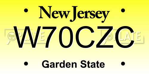 W70CZC New Jersey License Plate
