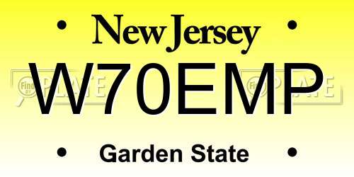 W70EMP New Jersey License Plate