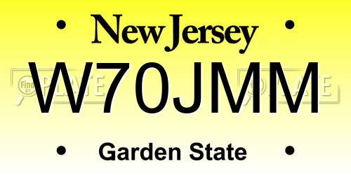 W70JMM New Jersey License Plate