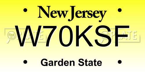 W70KSF New Jersey License Plate