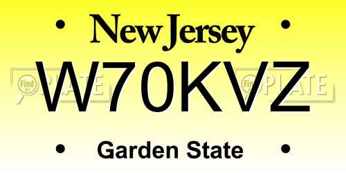 W70KVZ New Jersey License Plate