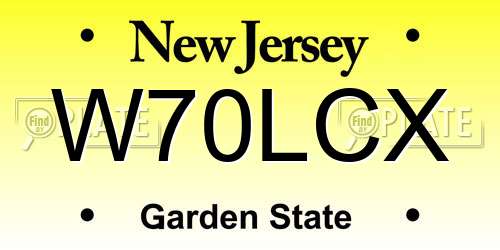 W70LCX New Jersey License Plate