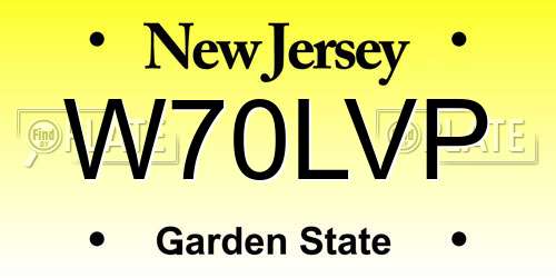 W70LVP New Jersey License Plate