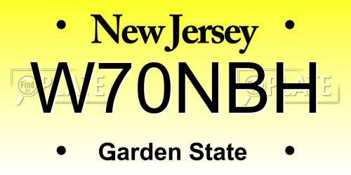 W70NBH New Jersey License Plate