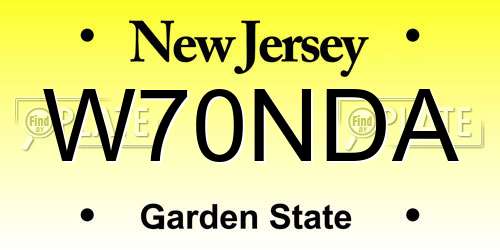 W70NDA New Jersey License Plate