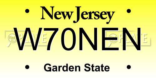 W70NEN New Jersey License Plate