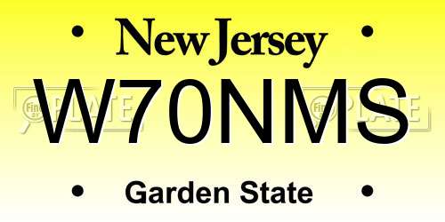 W70NMS New Jersey License Plate