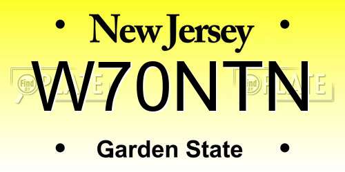 W70NTN New Jersey License Plate