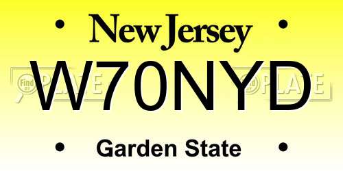 W70NYD New Jersey License Plate