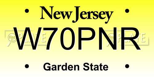 W70PNR New Jersey License Plate