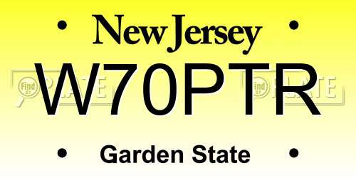W70PTR New Jersey License Plate