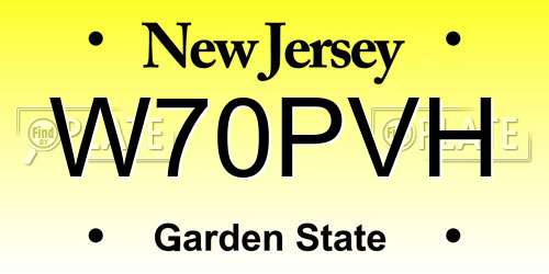 W70PVH New Jersey License Plate