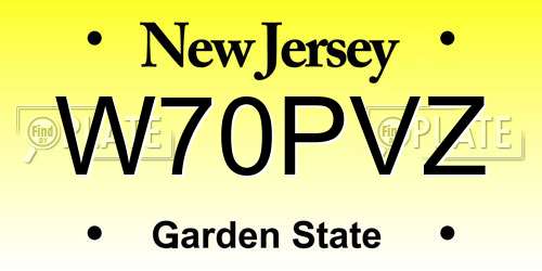 W70PVZ New Jersey License Plate
