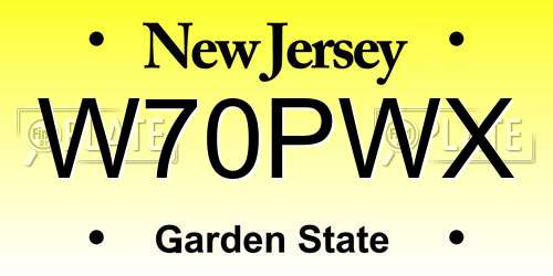 W70PWX New Jersey License Plate