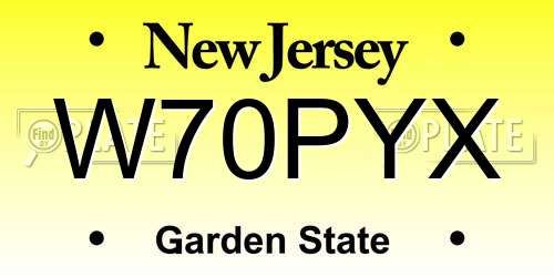 W70PYX New Jersey License Plate