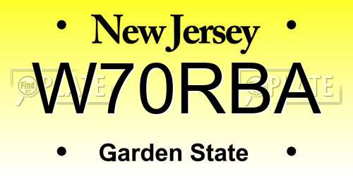 W70RBA New Jersey License Plate