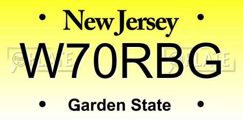 W70RBG New Jersey License Plate