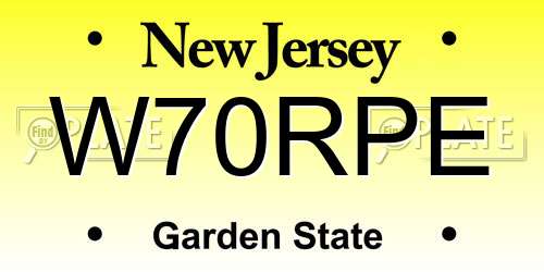W70RPE New Jersey License Plate