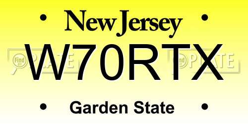 W70RTX New Jersey License Plate