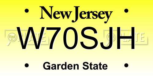 W70SJH New Jersey License Plate