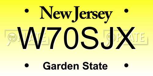W70SJX New Jersey License Plate