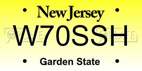 W70SSH New Jersey License Plate