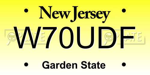 W70UDF New Jersey License Plate