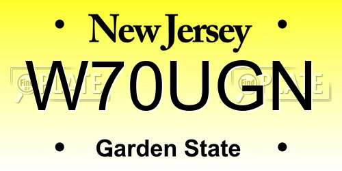 W70UGN New Jersey License Plate
