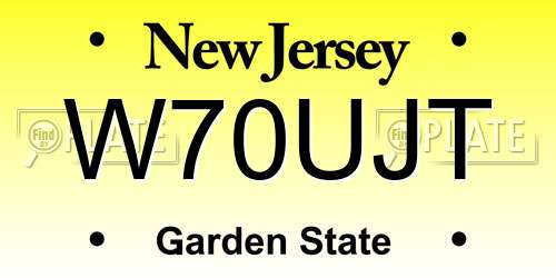 W70UJT New Jersey License Plate