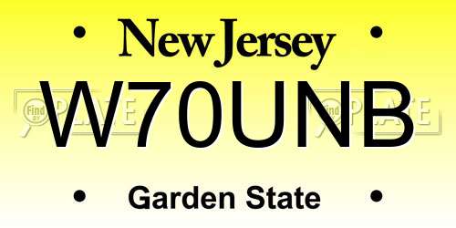 W70UNB New Jersey License Plate