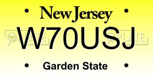 W70USJ New Jersey License Plate
