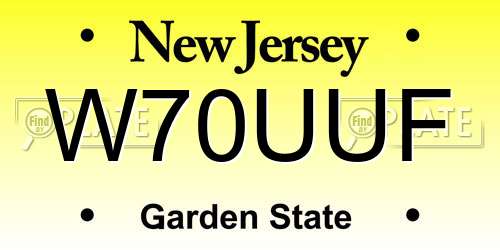 W70UUF New Jersey License Plate