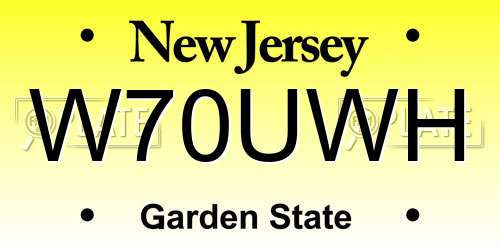 W70UWH New Jersey License Plate