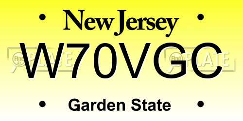 W70VGC New Jersey License Plate