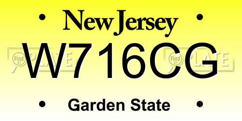 W716CG New Jersey License Plate