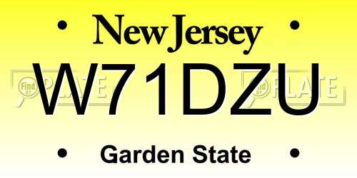 W71DZU New Jersey License Plate