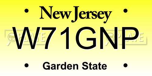 W71GNP New Jersey License Plate