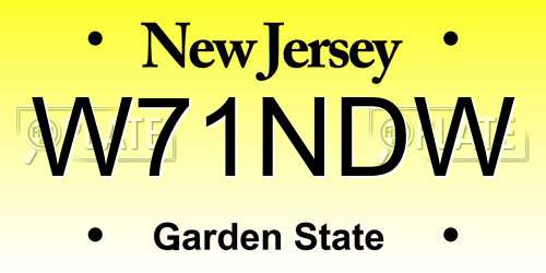 W71NDW New Jersey License Plate
